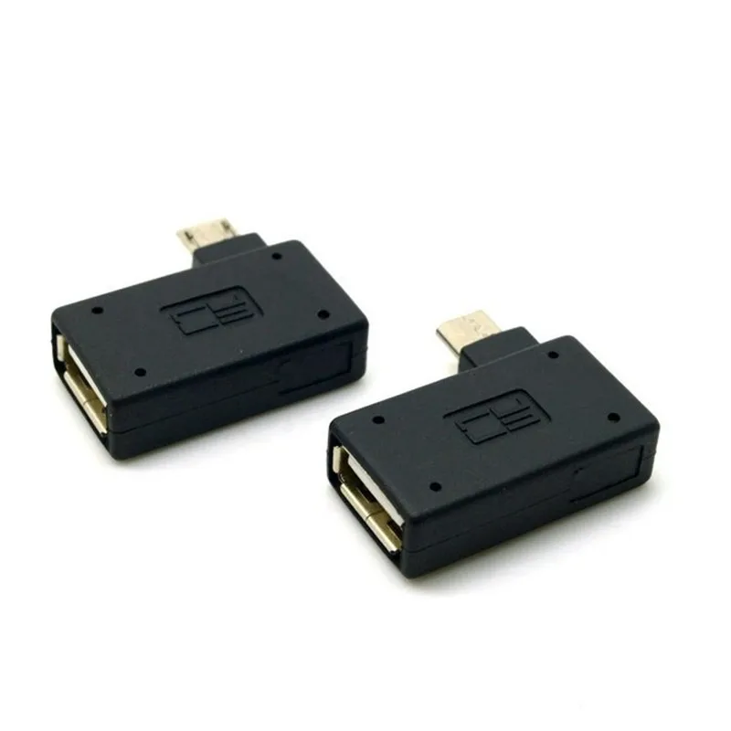 2шт 90 градусов ультра плоский левый и правый угловой Micro USB 2 0 хост адаптер OTG для