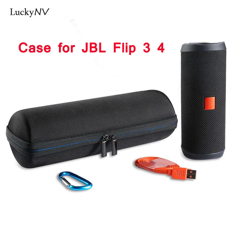 Чехол для переноски Fashion EVA Hard Case для беспроводного Bluetooth-динамика JBL Flip 4 с возможностью хранить USB-кабель и зарядное устройство.