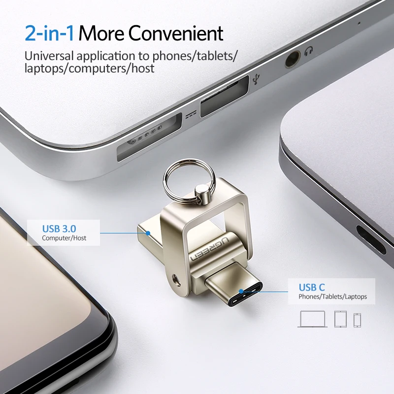 Ugreen USB Flash Drive 32 ГБ OTG Металла 3.0 флэш Накопитель Ключ 64 Тип C Высокой Скорости флешки