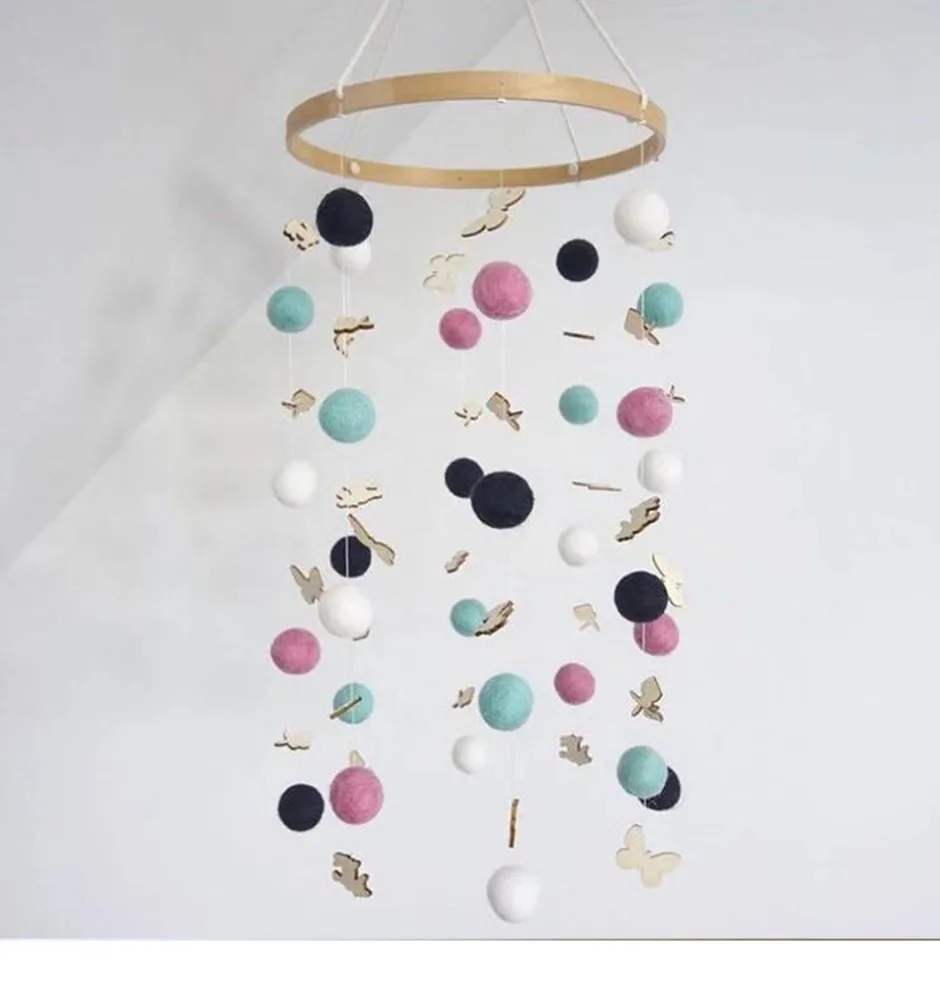 DIY Handmade Colorful Balls Baby Rattles Baby Crib Holder Baby Toys Crib Muziek Mobile Bell Rotate Wind-up Music Box Rattle