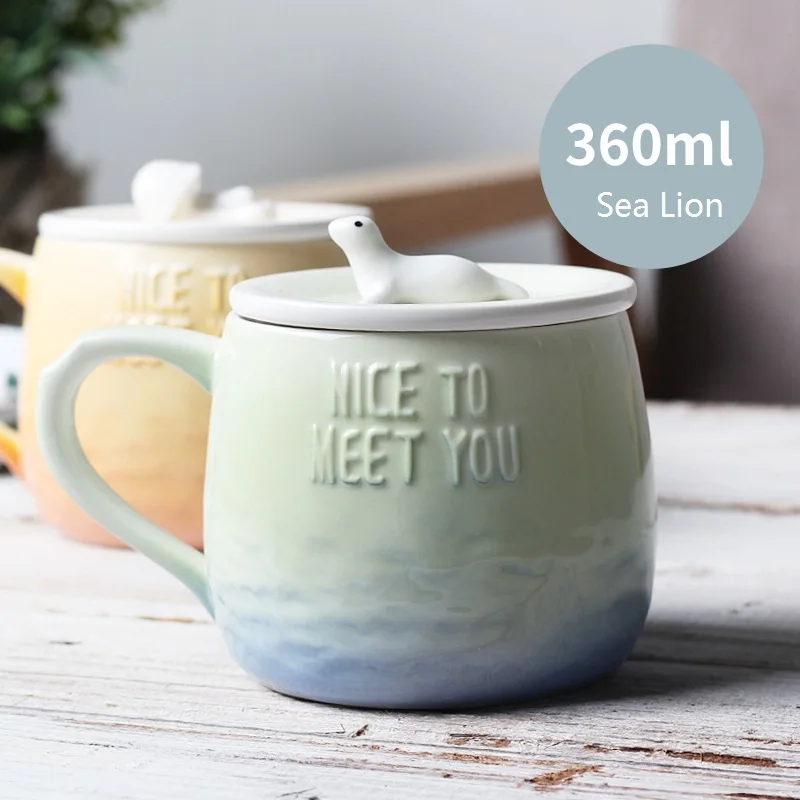 Керамические Мультяшные кружки с милым животным дизайном 360 мл чашки для молока