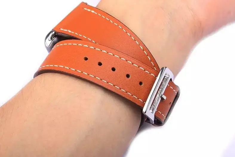 Удлиненный ремешок из натуральной кожи для iwatch для Apple Watch band Double Tour 38 мм 42 мм 40 мм 44 мм Series 4 2 3 1series 5