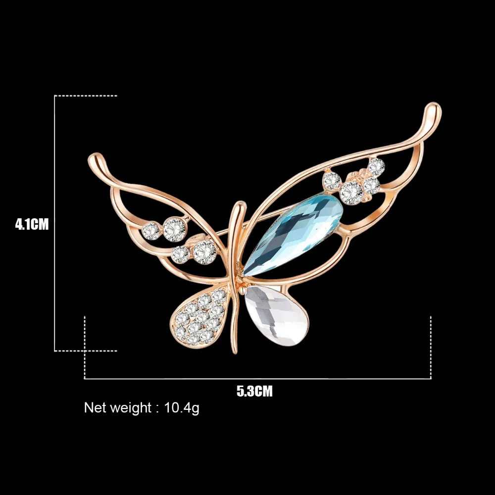 Брошь на воротник Bonsny стразы Бабочка для женщин кристалл украшение шарфа |