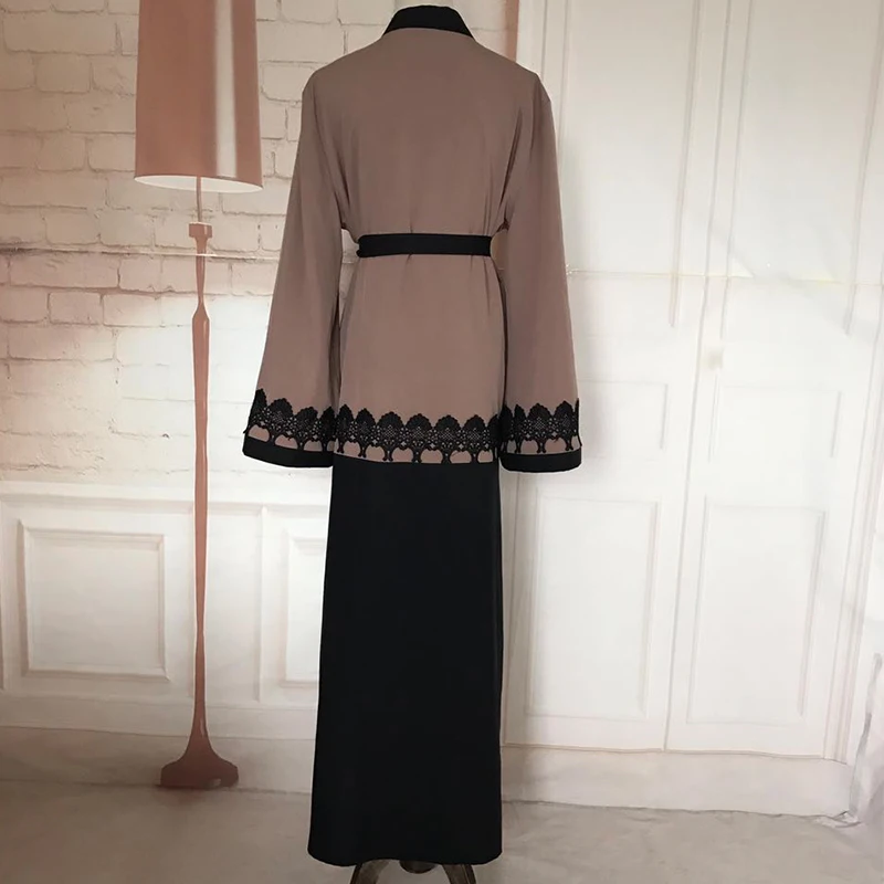 Buytiz хаки цветочное кружево мусульманская шифоновая абайя Макси платье кардиганы