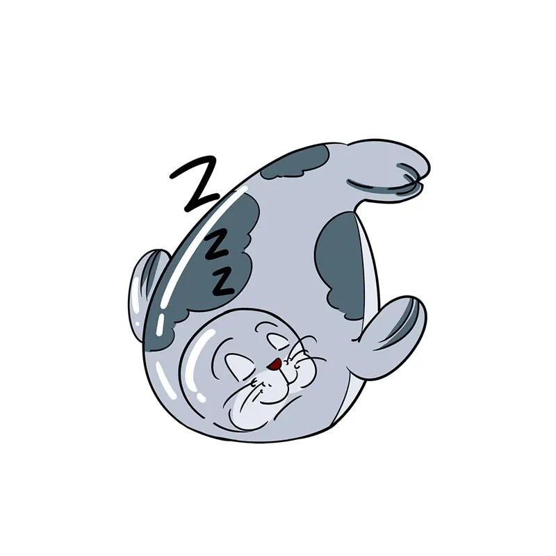 YOJA Sleeping Grey Seal Wall Sticker Room Switch Decal High Quality Home Accessories For Kids 8SS1266 | Дом и сад