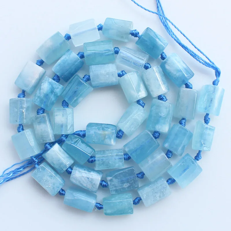 Aquamarine Натуральный кристалл Чароит Аквамарин Лабрадорит Родохрозит Турмалин кунизит, 5-10 мм нерегулярные колонны бусины, DIY ювелирные изделия - Цвет: Aquamarine