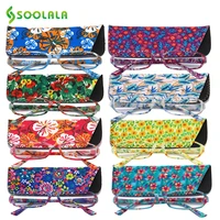 soolala 8pcs wholesale rectangular printed reading glasses spring hinge womens mens cheap reading glasses with case 1 0 to 4 0