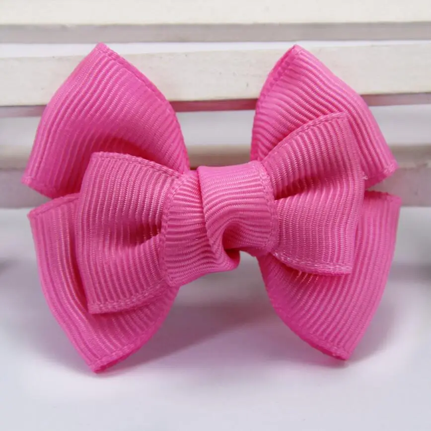 

200pcs/lot Hot Pink 2-layer hairbow/hair bow clip