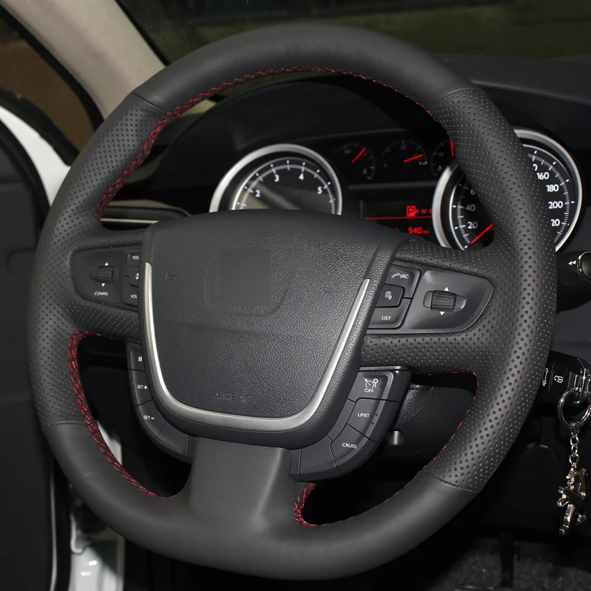 Черный PU искусственная кожа DIY ручной сшитый чехол рулевого колеса автомобиля для peugeot 508 2011-2008 508 SW 2011-2008