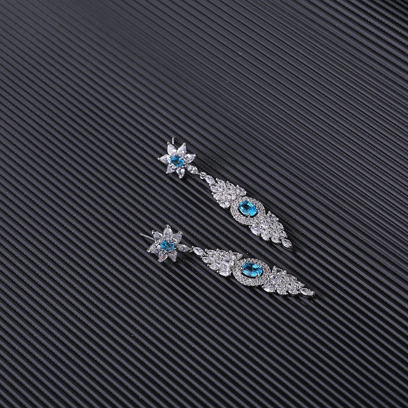 Женские серьги подвески с фианитами класса ААА|dangle earrings|womens dangle earringsearrings |