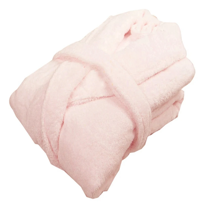 Pink Толстый мужской халат для влюбленных, мягкое теплое зимнее кимоно, банный халат, полотенце, кимоно из рунной шерсти, парный халат белого цвета для подружки невесты - Цвет: Pink