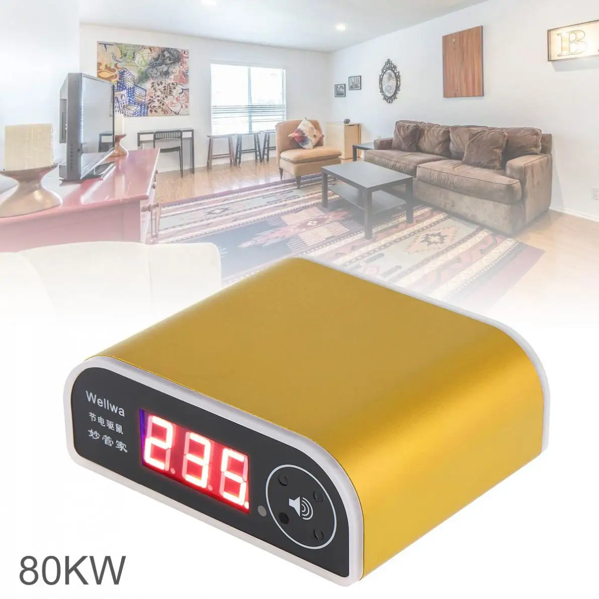

US003 80KW Rat Repelling Power Saver 110-250V Voltage Electricity Saving Box with LED Display Power Switch for Home /Factory