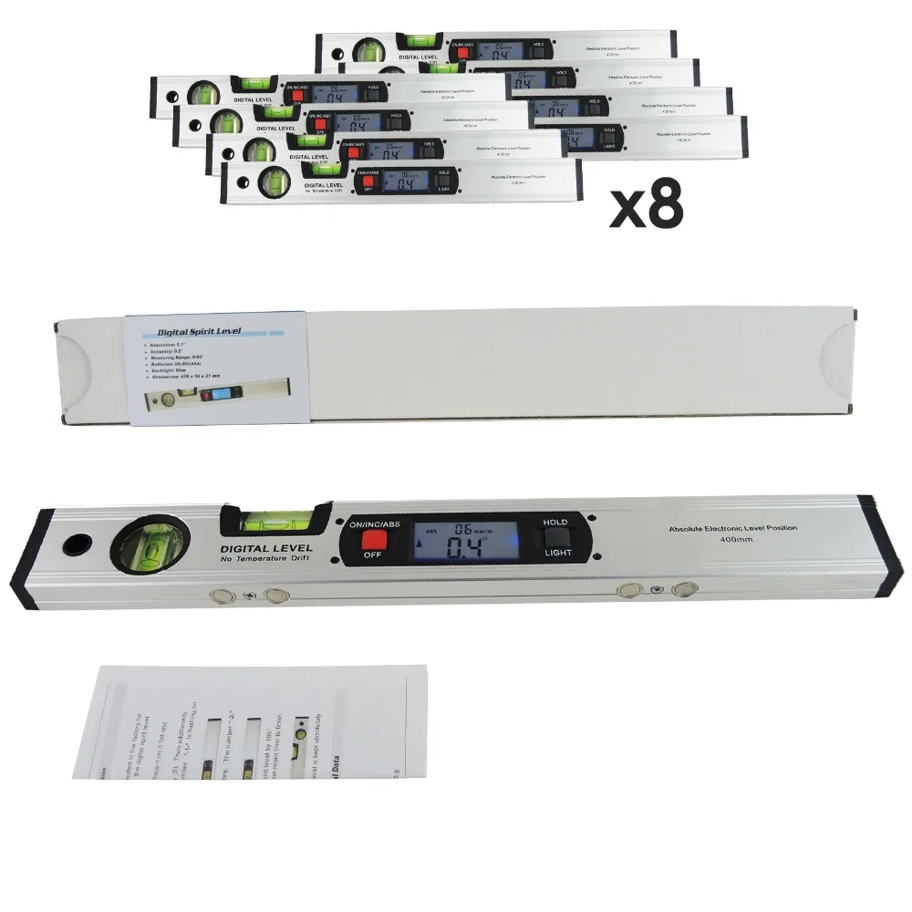 8 шт. x Цифровой уровневый Инклинометр с магнитами Угол Finder Spirit Level 4x90 градусов (0 ~