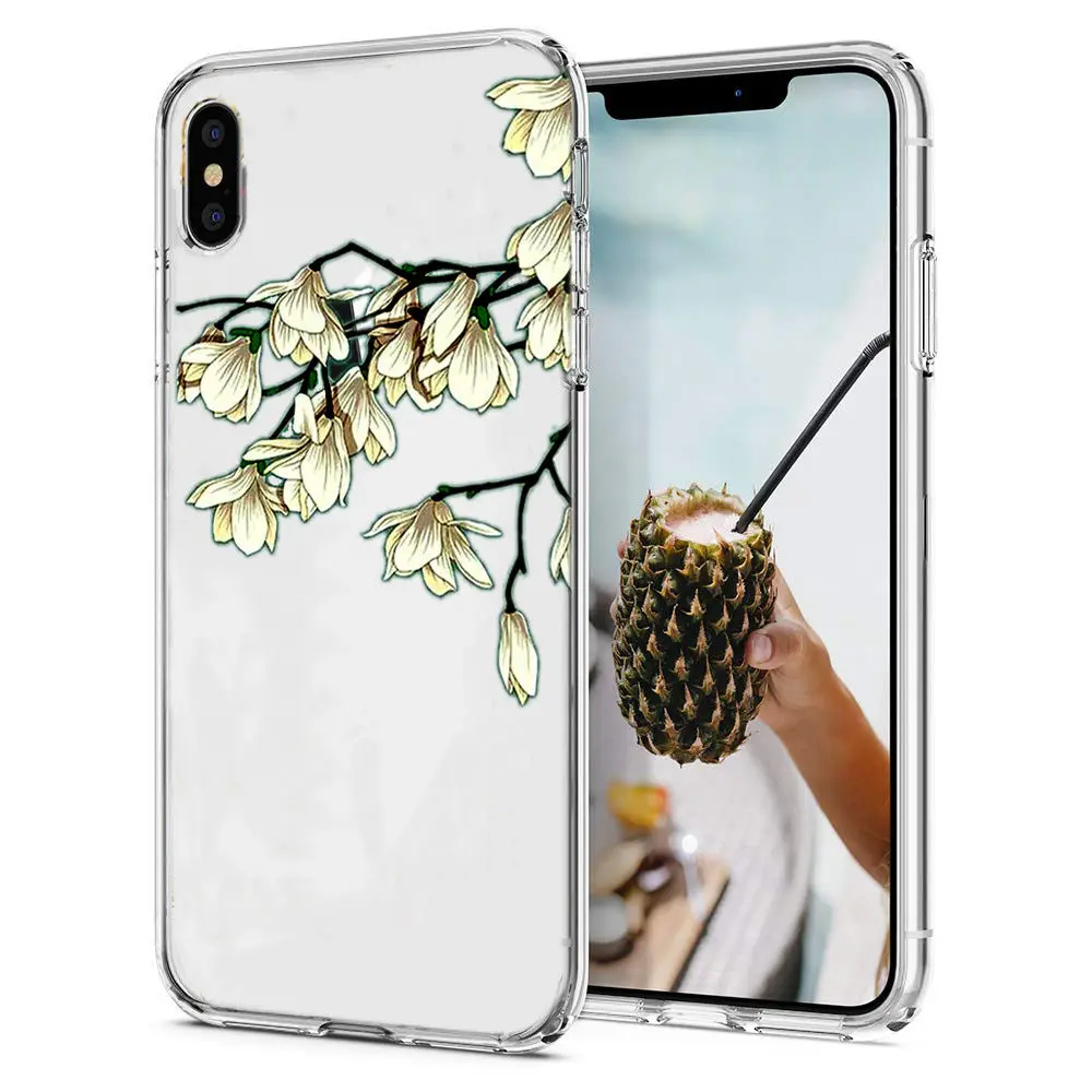 Чехол для телефона чехол iPhone X XS XR с цветком розы листья силиконовый iphone 6 S 7 8 Plus 10