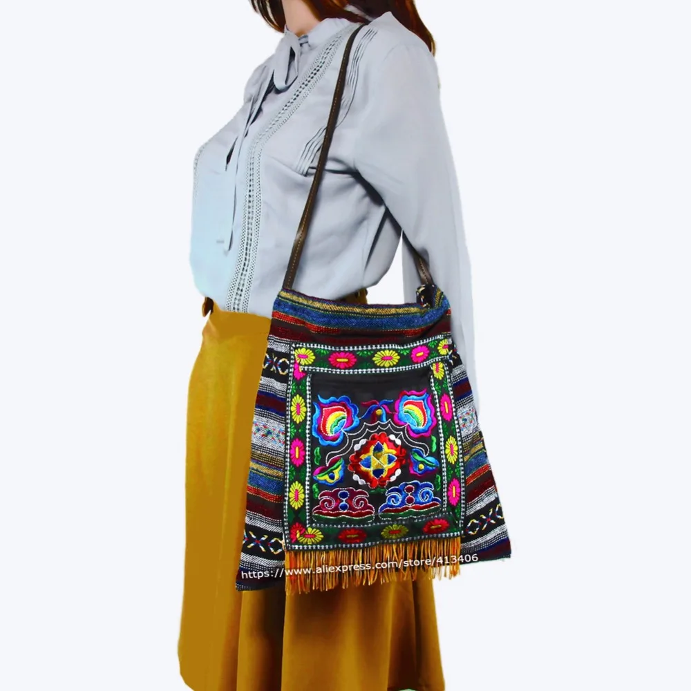 Бесплатная доставка винтажная Этническая сумка-мессенджер Hmong в стиле бохо