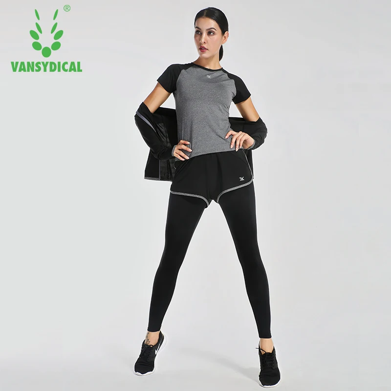 VANSYDICAL зима Для женщин спортивная свободные Фитнес 3 шт. Одежда для бега