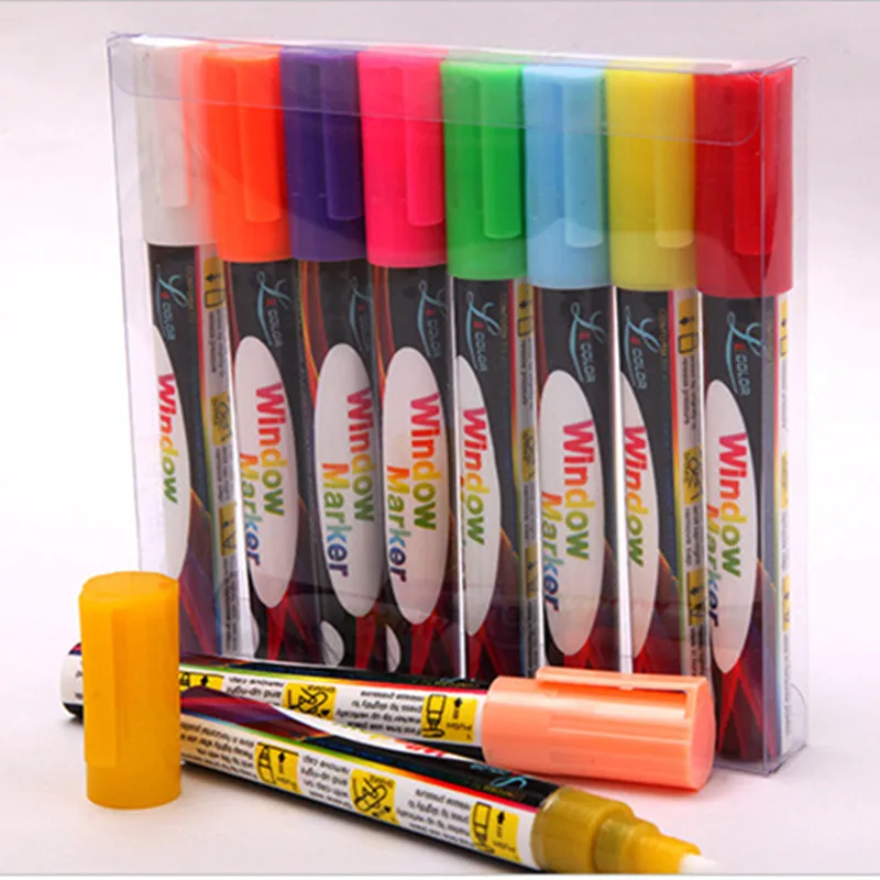 8pcs/set 6mm Liquid Chalk Markers for School Art Painting 8 Colors Round&ampChisel Tip | Канцтовары для офиса и дома