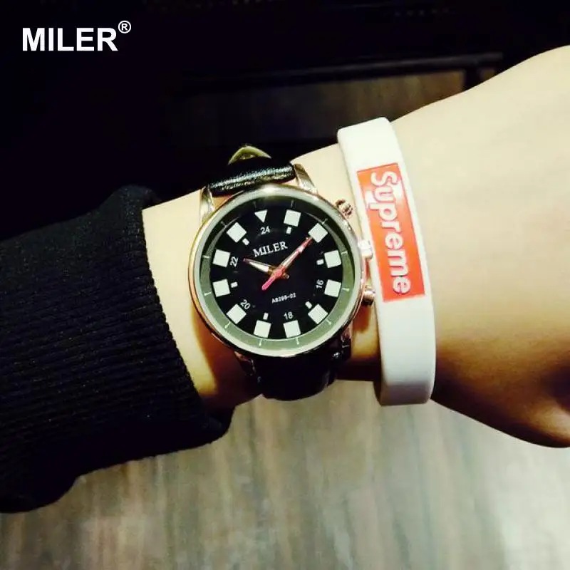 2018 модные оригинальные брендовые кожаные Аналоговые кварцевые наручные часы MILER