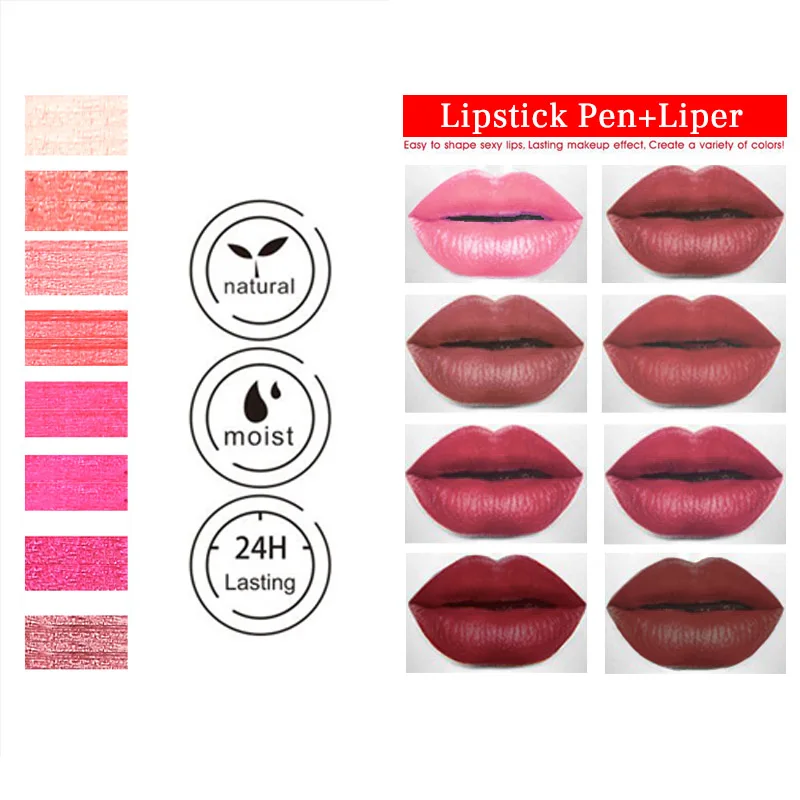 Двухсторонний карандаш для губ 2 в 1 помада красивый макияж водостойкая косметика