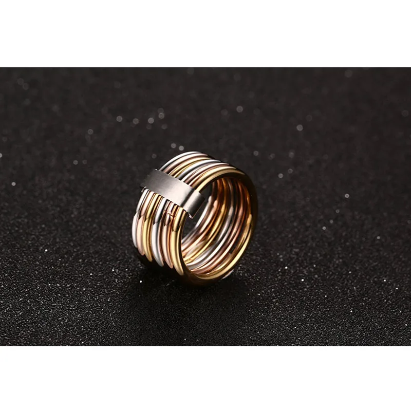 Модный набор колец для коктейлей 6 простых широкий женщин три цвета