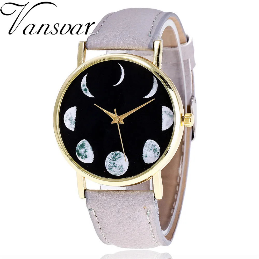 Часы Vansvar Moon Starry sky с узором цвет Мужские и женские ремешок наручные часы Женские