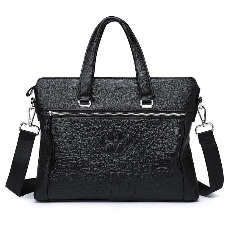 Crocodile Briefcase Business Commercial Laptop Bag Genuine Leather Men Handbag Messenger Tote Bag Casual Shoulder Messenger Bag