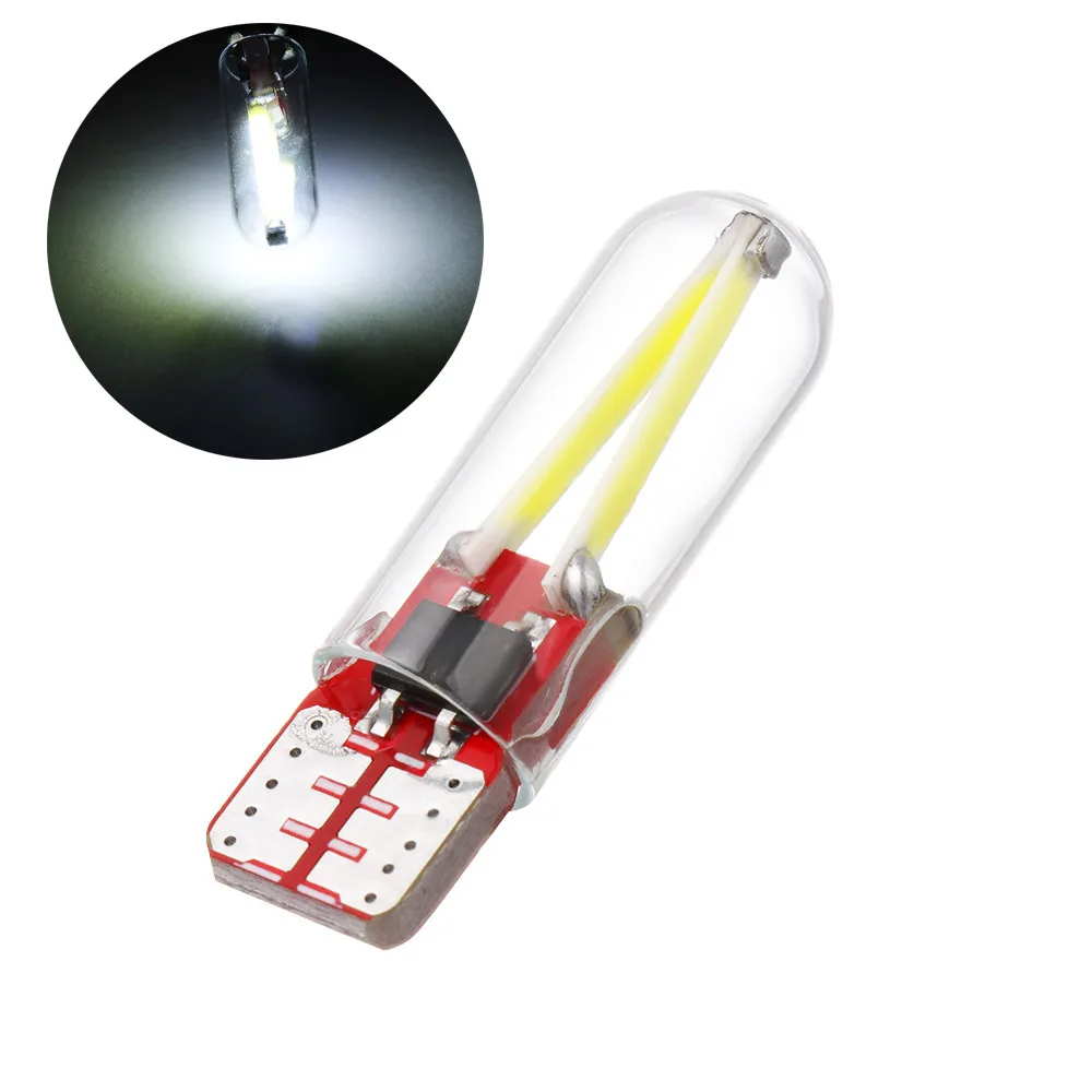 Новейсветильник Светодиодная лампа W5W COB из стекла для автомобиля светодиодная с