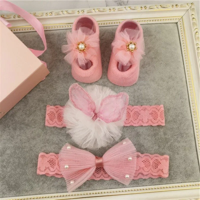 NEW STYLE FASHION HEADBANDS WITH BOW SOCKS SET BABIES GIFT | Детская одежда и обувь