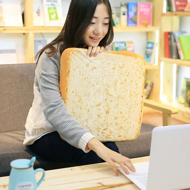 Hot 40*40CM Creative Toasted Bread Pillow Plush Toys Soft White Cushion Kids Birthday Gift Home Bakery Shop Decoration | Игрушки и хобби