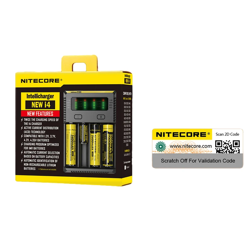 Nitecore Новый I4 зарядное устройство ЖК дисплей интеллектуальная схема Зарядка для