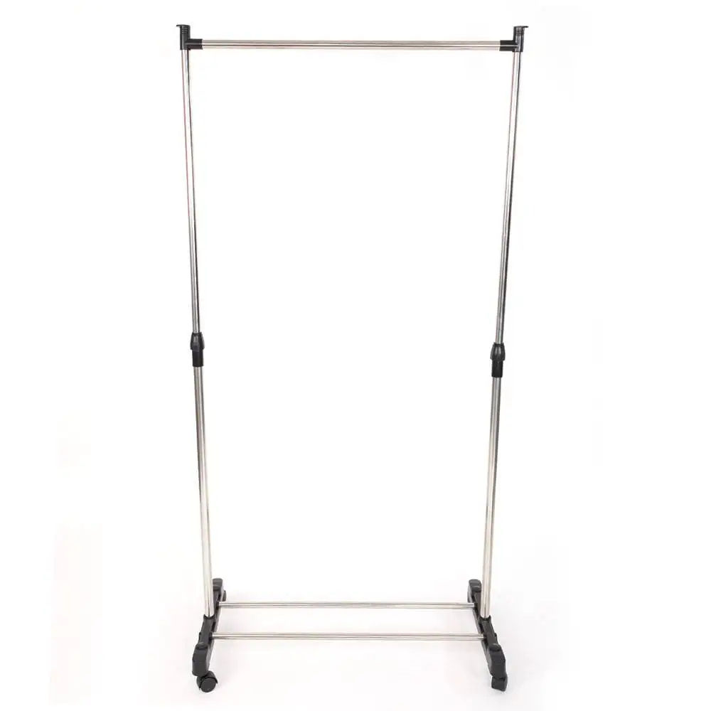 

Single-bar Vertical & Horizontal Stretching Stand Clothes Rack with Shoe Shelf YJ-01G Silver