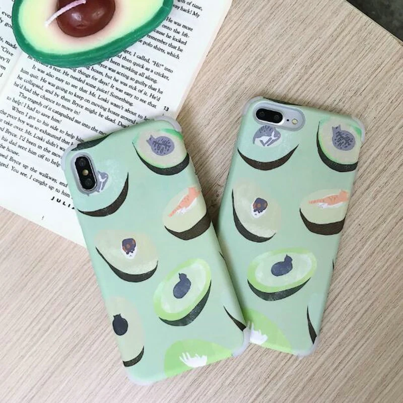 Summer Fruits avocado peach Cases For iphone XR Cute Letter Phone XS Max 6 6S 7 8 Plus Soft TPU Back Cover |