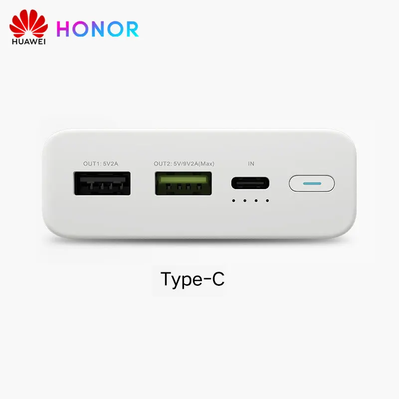 Huawei Honor power Bank 2 20000 мАч макс 18 Вт Двусторонняя Быстрая зарядка версия зарядное устройство для мобильного телефона для Honor 10 V20 Смартфон ноутбук - Цвет: Type-C Interface