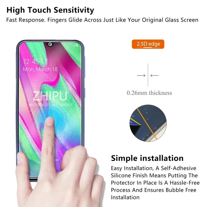 2 шт закаленное стекло для Samsung Galaxy A40 защита экрана 2.5D 9H SM A405F/DS защитная