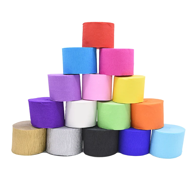 25m*4.5cm Crinkled Origami Crepe Paper DIY Craft Flower Wrinkle Paper Roll Wrapping Gifts Scrapbooking Party Backdrop Decoration