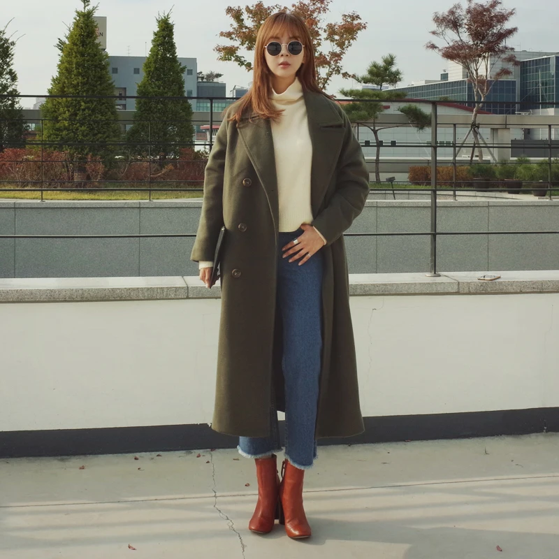 Женское зимнее пальто теплое кашемировое с длинным отложным воротником 2018|coat