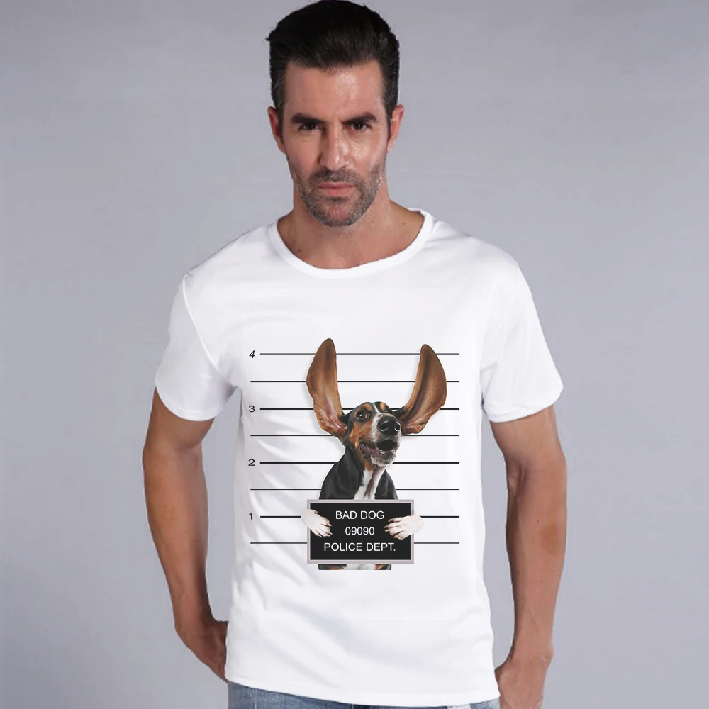 Летние Для мужчин футболки забавные pulldog большими ушами K Футболки круглым