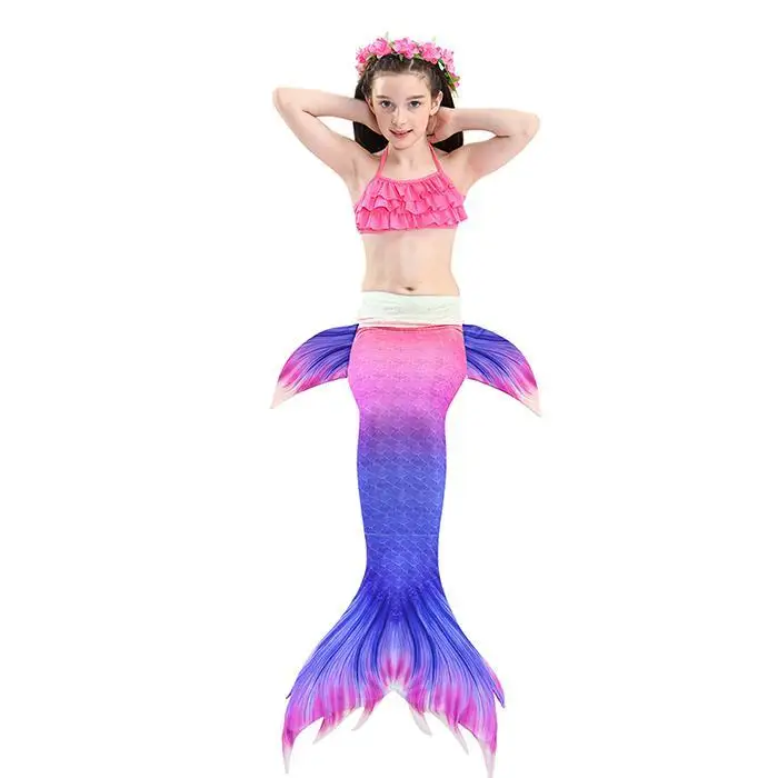 3Pcs/Set Bikini Set Swimming Suits Children Mermaid Tail Swimsuit Kids Girls Swimwear Bathing Suit Cosplay Costume New