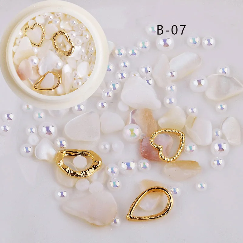 DFMB-07 Украшения для дизайна ногтей Abalone Shell неправильный фрагмент 3D Шарм ногтей части из страз наклейки для ногтей для УФ гель жемчужные ногти - Цвет: DFMB-07