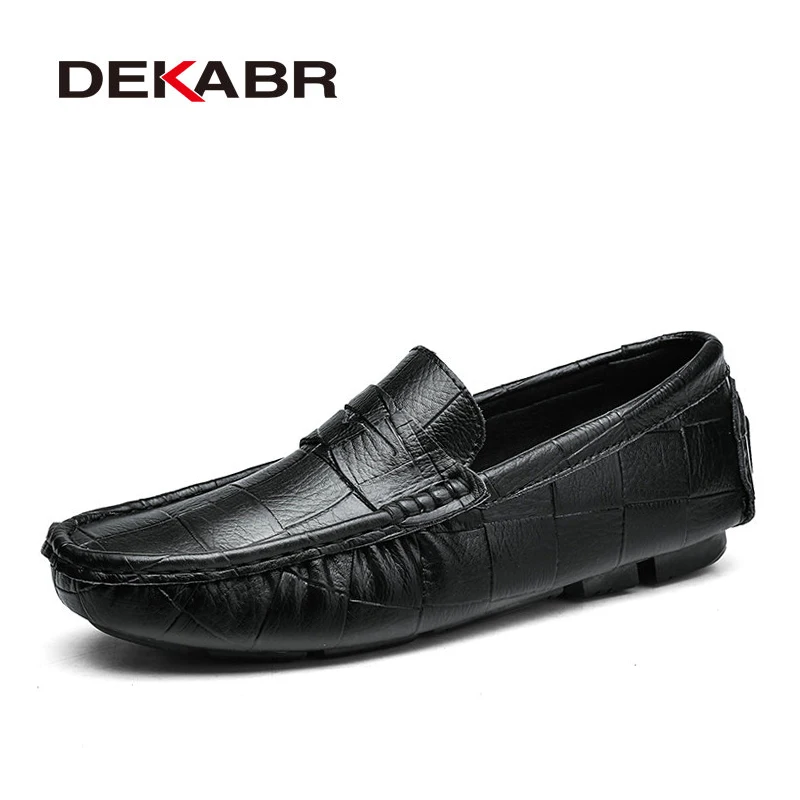 Black DEKABR/мужские лоферы из итальянской кожи; дизайнерская обувь для вождения без шнуровки; мужские высококачественные роскошные брендовые мягкие лоферы; большие размеры 38-47 - Цвет: Black