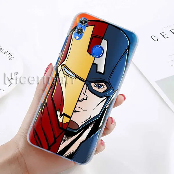 A-13 Чехол для телефона для Honor Y9 Y7 Y5 Y6 Y9 Honor 10 20 Lite 8X 8A Play прозрачный чехол Марвел Мстители Железный человек Капитан Америка Capa C - Цвет: A-13