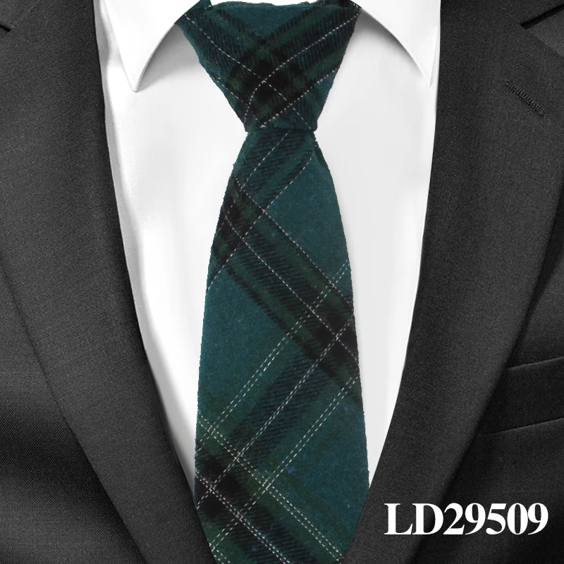 LD29509 Регулируемые клетчатые Узкие галстуки, хлопковый галстук для шеи, мужские костюмы, мужские тонкие галстуки для бизнеса, галстуки для жениха шириной 7 см - Цвет: LD29509