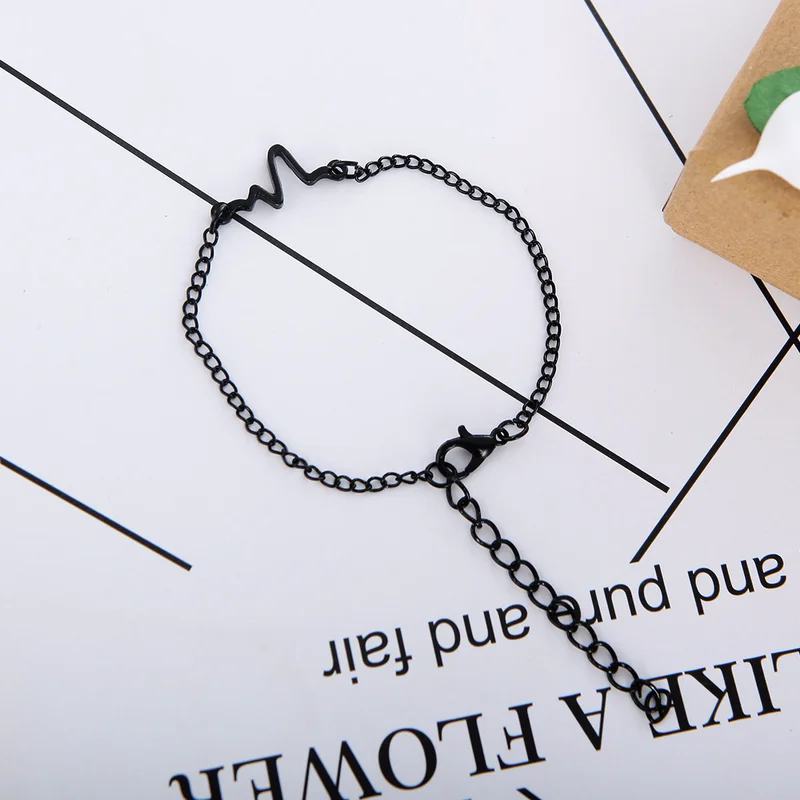 Новые простые браслеты в форме сердца Ecg для женщин Pulseras Mujer с частотой любви
