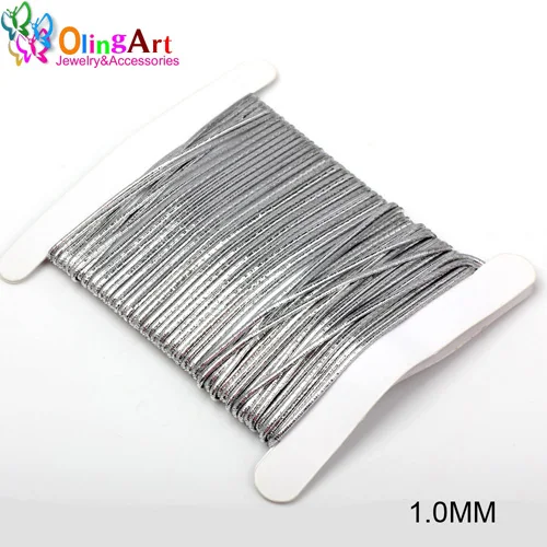 OlingArt 2 м/6 м 1,0 мм/1,5 мм/2,0 мм золото/серебро нить цвет нейлон Эластичный Шнур Веревки линия провода DIY ювелирных изделий браслет - Цвет: JYTLX010 Silver 6M