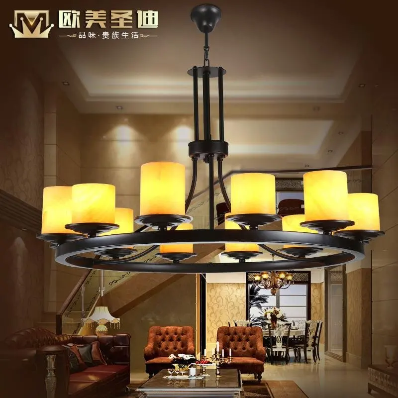 

American style lamp marble pendant light fashion restaurant lamp chinese style classical light wrought iron
