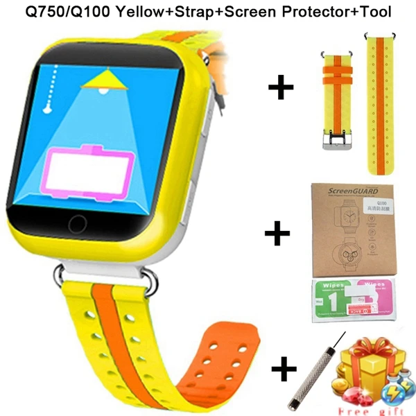 Add Strap Protector Оригинальные Q750 Q100 gps Детские умные часы SOS Вызов с 1,54 дюймов сенсорный экран расположение устройства трекер для детей безопасные умные часы - Цвет: Add Strap Protector