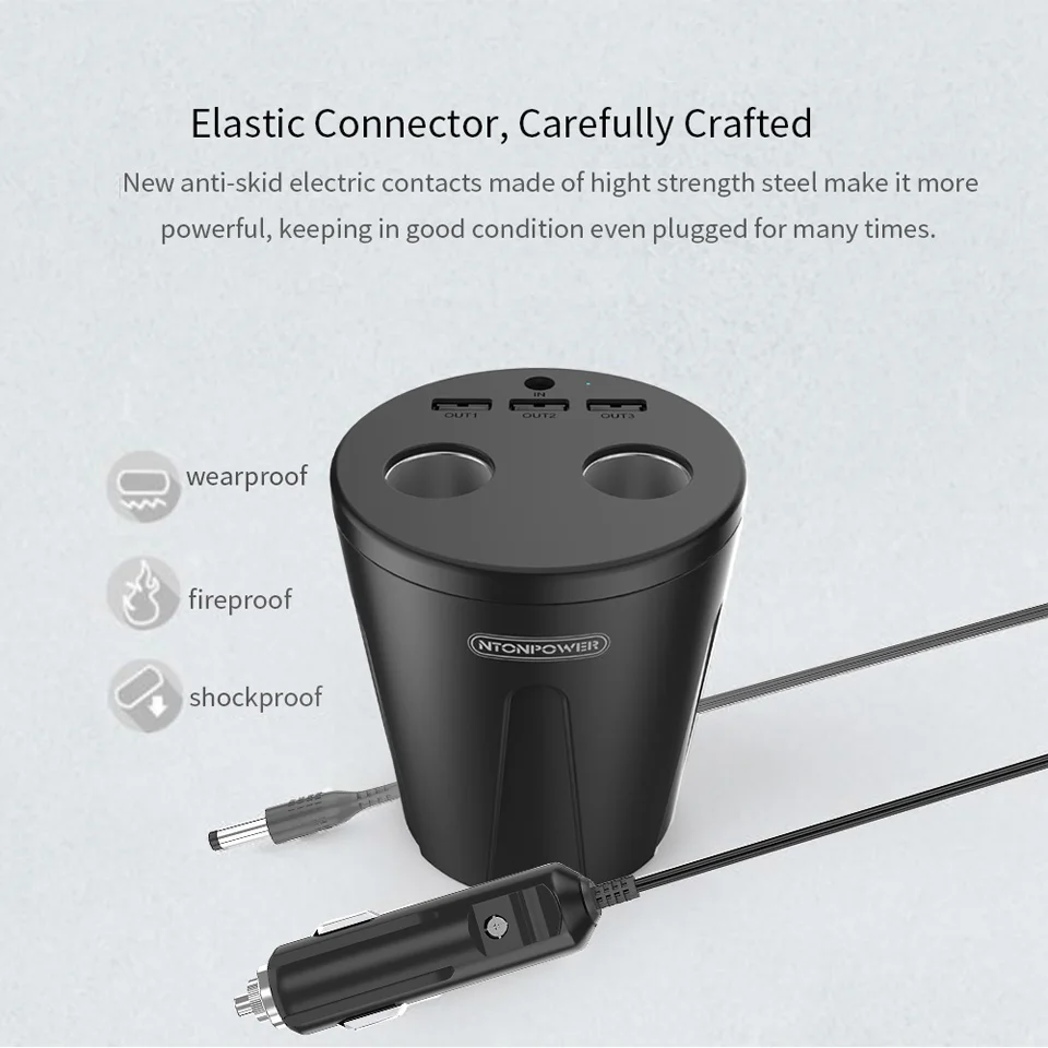 NTONPOWER MP 12V Выход USB Автомобильное зарядное устройство адаптер прикуривателя быстрое зарядное устройство для смартфонов/планшетов многофункциональная док-станция
