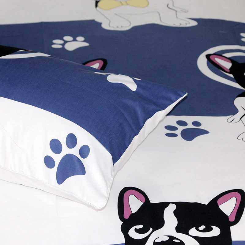Carton Dog Bedding Sets Nevresim Takimlari Linen Simple Style Duvet Cover Flat Sheet Set Full King Twin Queen E | Дом и сад