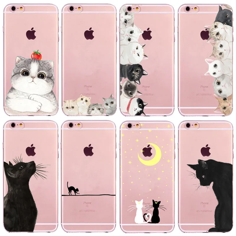 Для Apple IPhone 5 5S SE чехол с рисунком кота из мультфильма, силиконовая задняя крышка из ТПУ для IPhone 5 S 5 6 6S 7 8 Plus, чехол для телефона, мягкий чехол