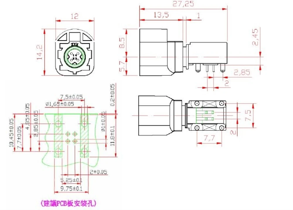 Eightwood Fakra HSD RF автомобильный коаксиальный разъем Fakra 4pin Код Z Jack Женский печатной платы крепление прямоугольный спутниковый радиоадаптер